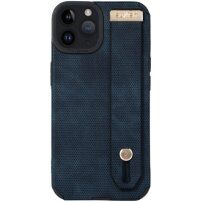 Kožna maska sa petljom za ruku za iPhone 14 Pro Max - plavi