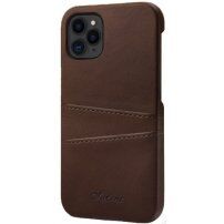 Kožna maska sa džepom za kartice za iPhone 11 Pro Max - smeđi