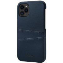 Kožna maska sa džepom za kartice za iPhone 12 Pro Max - plavi