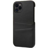 Kožna maska sa džepom za kartice za iPhone 12 Pro Max - crni