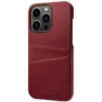 Kožna maska sa džepom za kartice za iPhone 13 Pro Max - crveni