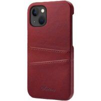 Kožna maska sa džepom za kartice za iPhone 14 - crveni