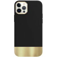 Zaštitna maska sa metaliziranim donjim dijelom za iPhone 12 Pro Max - crni