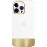 Zaštitna maska sa metaliziranim donjim dijelom za iPhone 13 Pro Max - bijeli
