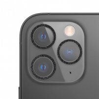Kaljeno staklo sa svjetlucavim okvirima za zaštitu leća fotoaparata za iPhone 11 Pro / 11 Pro Max - crno