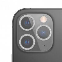 Kaljeno staklo sa svjetlucavim okvirima za zaštitu leća fotoaparata za iPhone 11 Pro / 11 Pro Max - srebrni