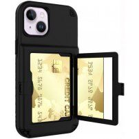 Otporna maska sa prostorom za kartice i zrcalom za iPhone 14 Plus - crni