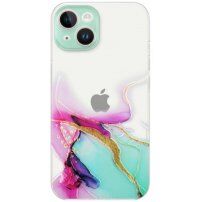 Prozirna maska sa uzorkom mramora za iPhone 14 - ružičasto-tirkizni