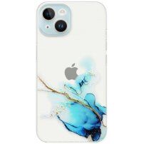 Prozirna maska sa uzorkom mramora za iPhone 14 Plus - plavi