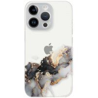 Prozirna maska sa uzorkom mramora za iPhone 14 Pro - sivi