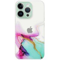 Prozirna maska sa uzorkom mramora za iPhone 14 Pro Max - ružičasto-tirkizni