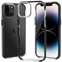 Prozirna maskica s šarenim okvirom od meke plastike za iPhone 14 - crni
