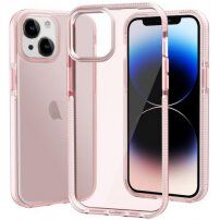 Prozirna maskica s šarenim okvirom od meke plastike za iPhone 14 Plus - ružičasti