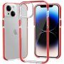 Prozirna maskica s šarenim okvirom od meke plastike za iPhone 14 Plus - crveni