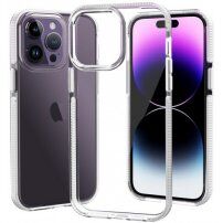 Prozirna maskica s šarenim okvirom od meke plastike za iPhone 14 Pro - bijeli