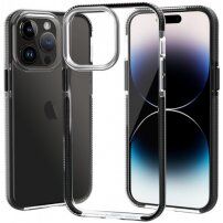 Prozirna maskica s šarenim okvirom od meke plastike za iPhone 14 Pro Max - crni
