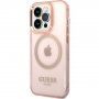 Guess Translucent prozirna maska sa MagSafe za iPhone 14 Pro Max - ružičasti