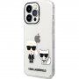 Karl Lagerfeld Ikonik Karl and Choupette maska pro iPhone 14 Pro Max - proziran
