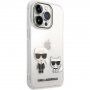 Karl Lagerfeld Ikonik Karl and Choupette maska pro iPhone 14 Pro Max - proziran