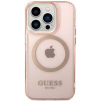 Guess Translucent prozirna maska sa MagSafe za iPhone 14 Pro Max - ružičasti