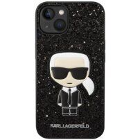 Karl Lagerfeld Glitter Flakes Ikonik svjetlucavi etui za iPhone 14 - crni