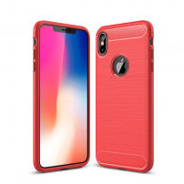 Otporna maskica u stilu brušenog ugljena za iPhone XS Max - crvena