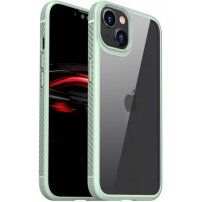 Prozirna maska otporna na udarce s karbonskom teksturom pro iPhone 14 Plus - zeleni