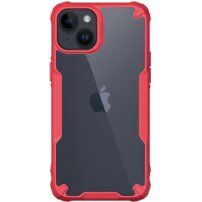 Prozirna maskica s ojačanim uglovima za iPhone 14 - crveni