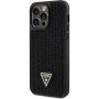 Guess Rhinestones Triangle Metal Logo maska sa kamenčićima za iPhone 14 Pro Max - crni