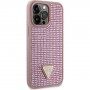 Guess Rhinestones Triangle Metal Logo maska sa kamenčićima za iPhone 14 Pro Max - ružičasti