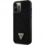 Guess Rhinestones Triangle Metal Logo maska sa kamenčićima za iPhone 12 Pro Max - crni