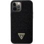 Guess Rhinestones Triangle Metal Logo maska sa kamenčićima za iPhone 12 Pro Max - crni