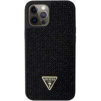 Guess Rhinestones Triangle Metal Logo maska sa kamenčićima za iPhone 12 Pro Max - crni