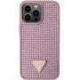 Guess Rhinestones Triangle Metal Logo maska sa kamenčićima za iPhone 14 Pro Max - ružičasti