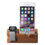Drveno postolje za napajanje 2u1 za iPhone / Apple Watch - bambusovo drvo