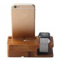 Drveno postolje za napajanje 2u1 za iPhone / Apple Watch - bambusovo drvo