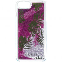 Guess Liquid Glitter maskica za iPhone 7 / 8 - ružičasta s palmom