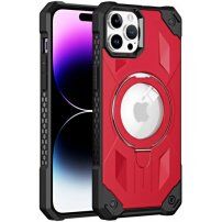 Veoma otporna maska sa MagSafe i rasklopivim stalkom za iPhone 12 Pro Max - crveni