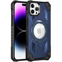 Veoma otporna maska sa MagSafe i rasklopivim stalkom za iPhone 12 Pro Max - tamno plavi
