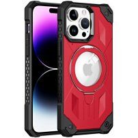Veoma otporna maska sa MagSafe i rasklopivim stalkom za iPhone 14 Pro Max - crveni
