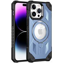 Veoma otporna maska sa MagSafe i rasklopivim stalkom za iPhone 14 Pro Max - plavi