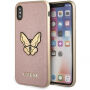 Guess Saffiano Butterfly maskica za iPhone X - ružičasta zlatna