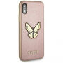 Guess Saffiano Butterfly maskica za iPhone X - ružičasta zlatna