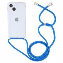Prozirni etui s uzicom za iPhone 15 - plavi