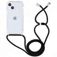 Prozirni etui s uzicom za iPhone 15 Plus - crni