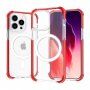 Prozirna maska sa okvirom u boji i MagSafe za iPhone 15 Pro - crveni