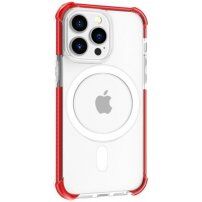 Prozirna maska sa okvirom u boji i MagSafe za iPhone 15 Pro - crveni