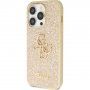 Guess Fixed Glitter 4G Metal Logo svjetlucava maska za iPhone 15 Pro Max - zlatni