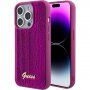 Guess Sequin Script Logo maska sa šljokicama za iPhone 15 Pro - fuksija