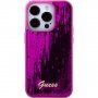 Guess Sequin Script Logo maska sa šljokicama za iPhone 15 Pro - fuksija